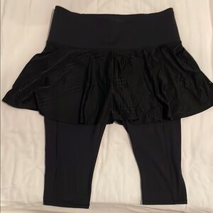 Athleta Black Capris with Skirt Overlay